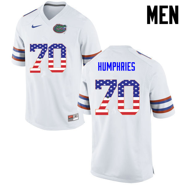 Men Florida Gators #70 D.J. Humphries College Football USA Flag Fashion Jerseys-White - Click Image to Close